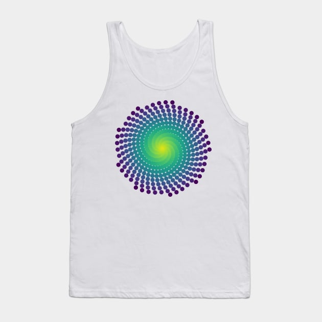 Whirlpool Spiral | Dark Peacock Yellow Green Blue Tank Top by aRtVerse